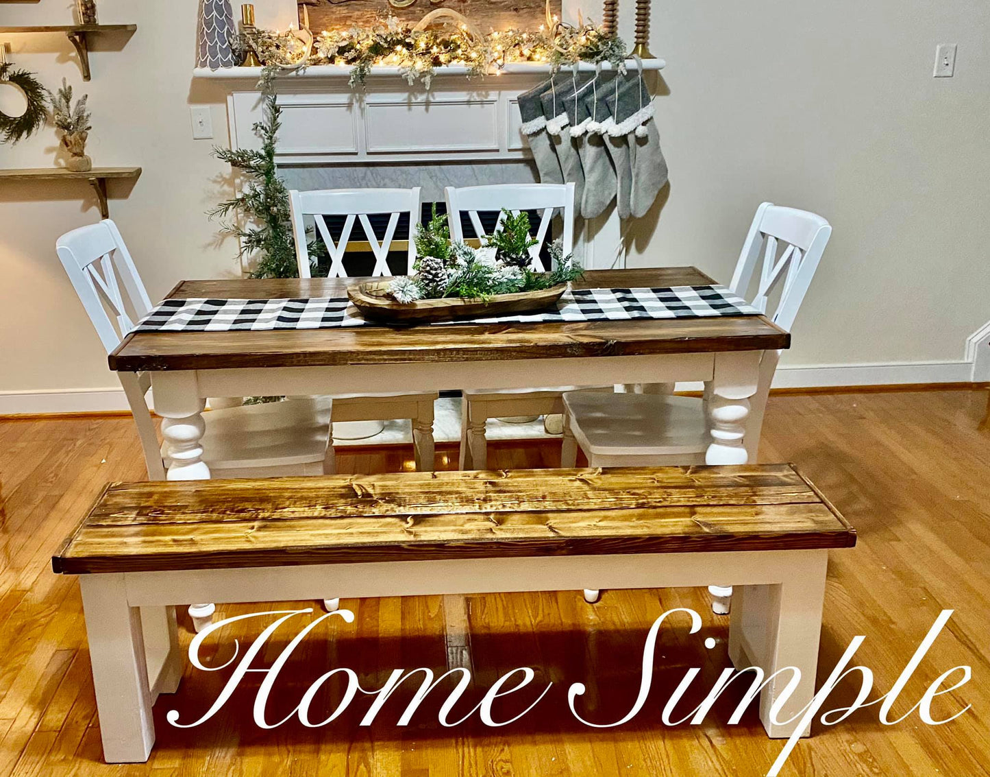 6' Table Set W Large Round Farmhouse Legs