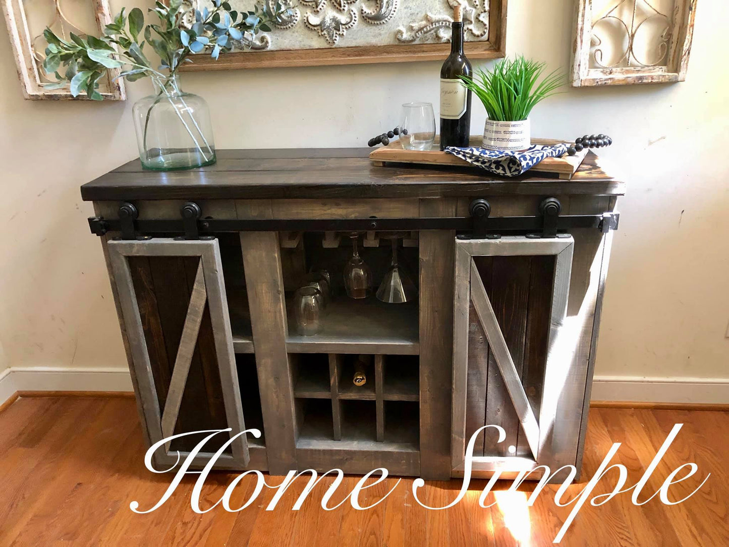 The Summit Barn Door Console Wine Bar