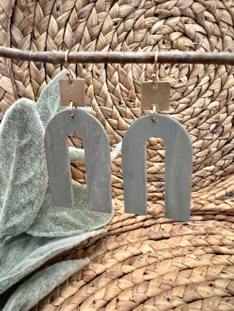 Wood Arch Worn Gold Boho Earrings