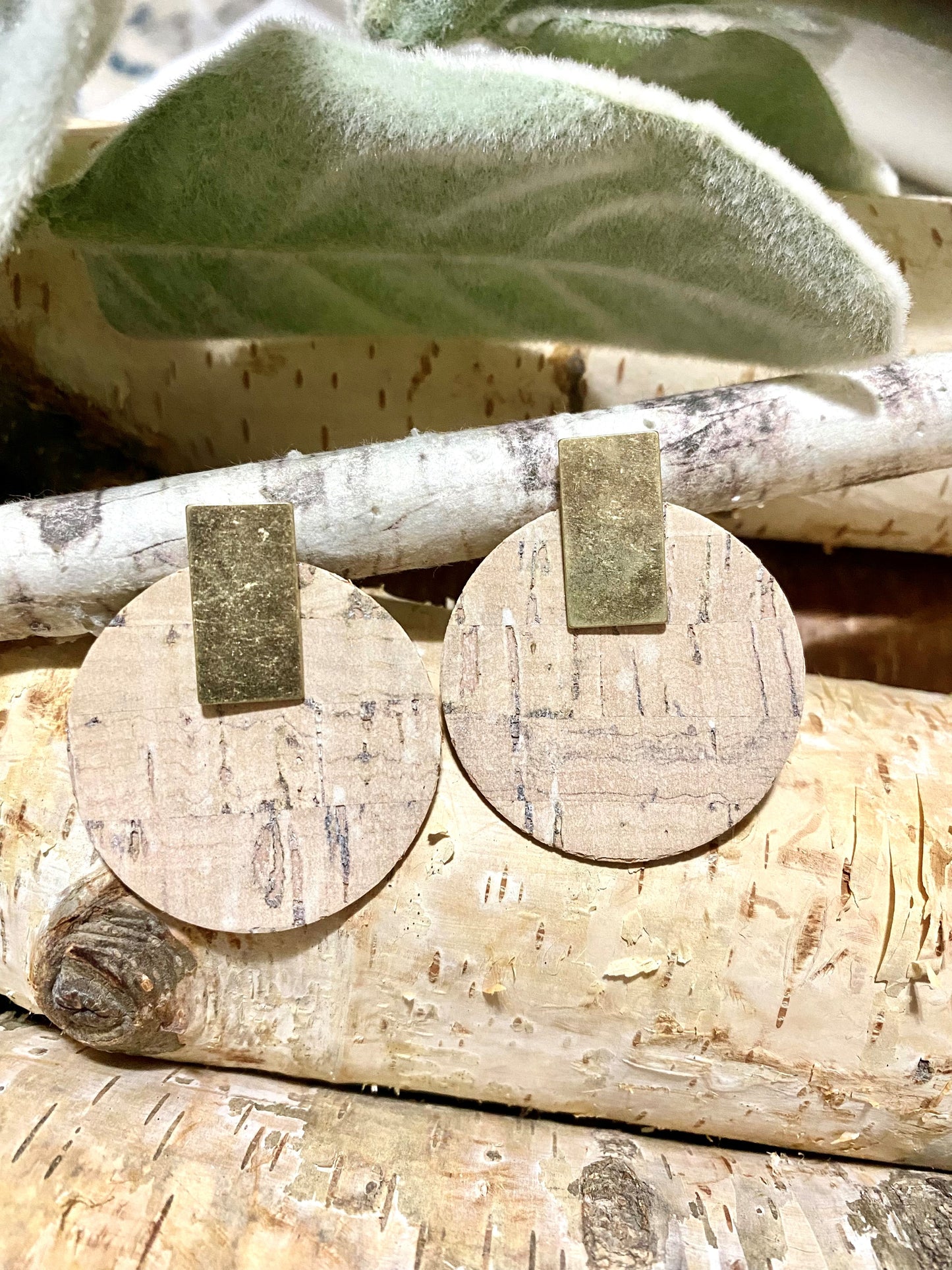 Circle Cork Stud Earrings