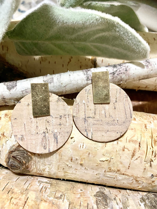 Circle Cork Stud Earrings