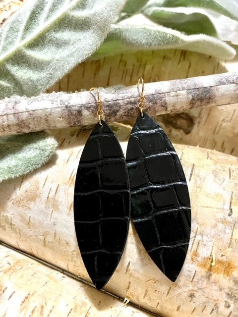 Leather Snake Skin Earrings