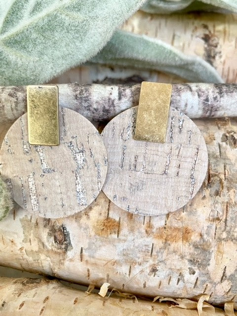 Circle Cork Stud Earrings