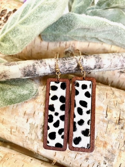 Animal Print Wood Earrings