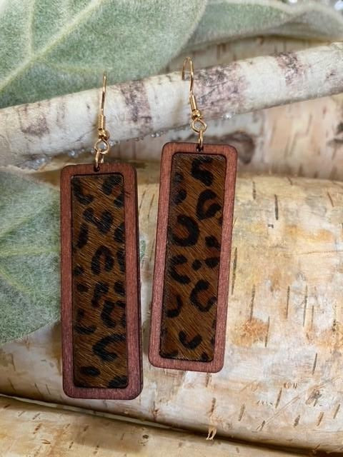 Animal Print Wood Earrings