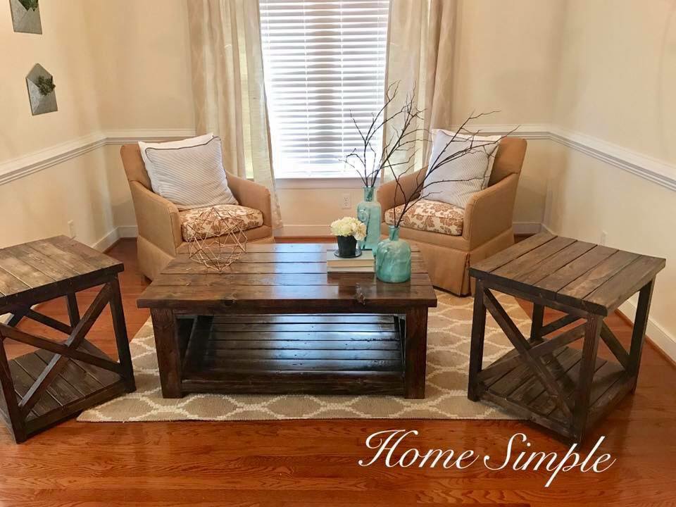 Classic X Coffee Table w/ Matching End Tables