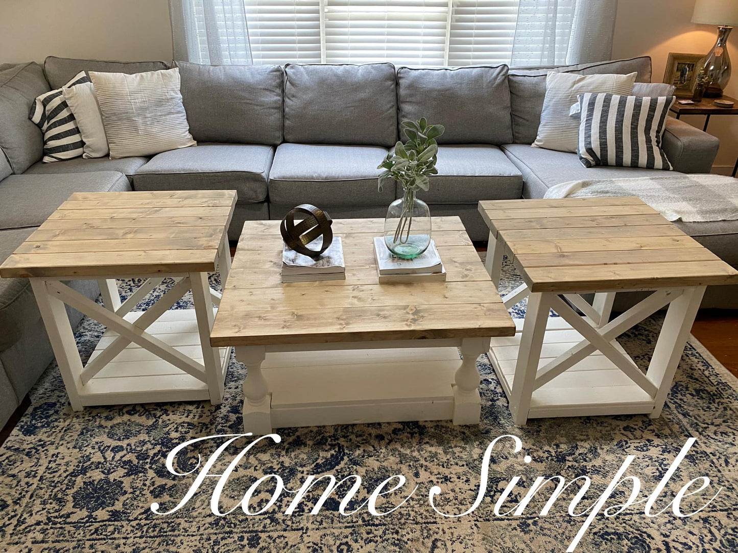Classic X End Tables Paired w/ Monastery Style Coffee Table.