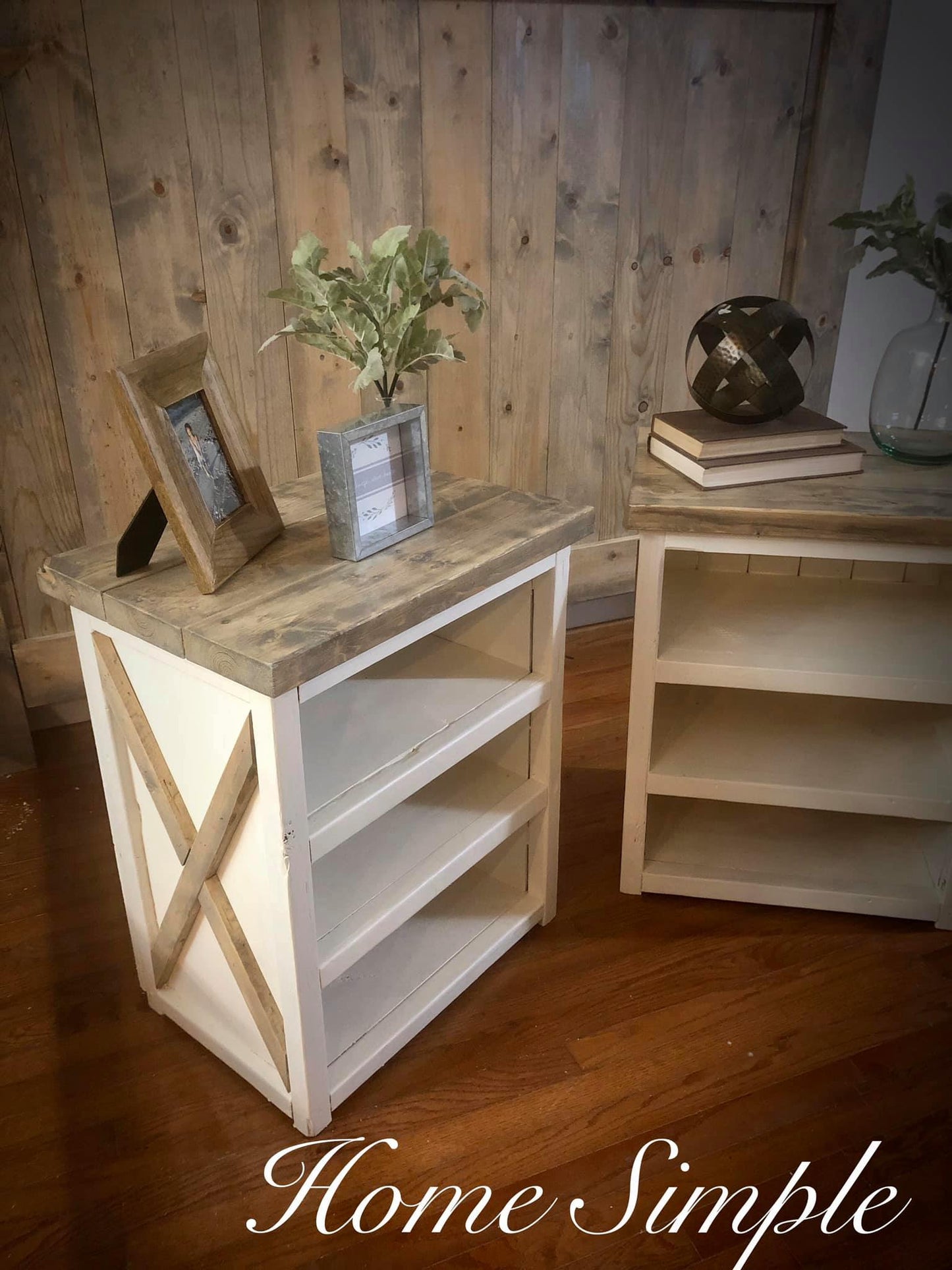 Two Toned End Tables/Nightstands with Shelves