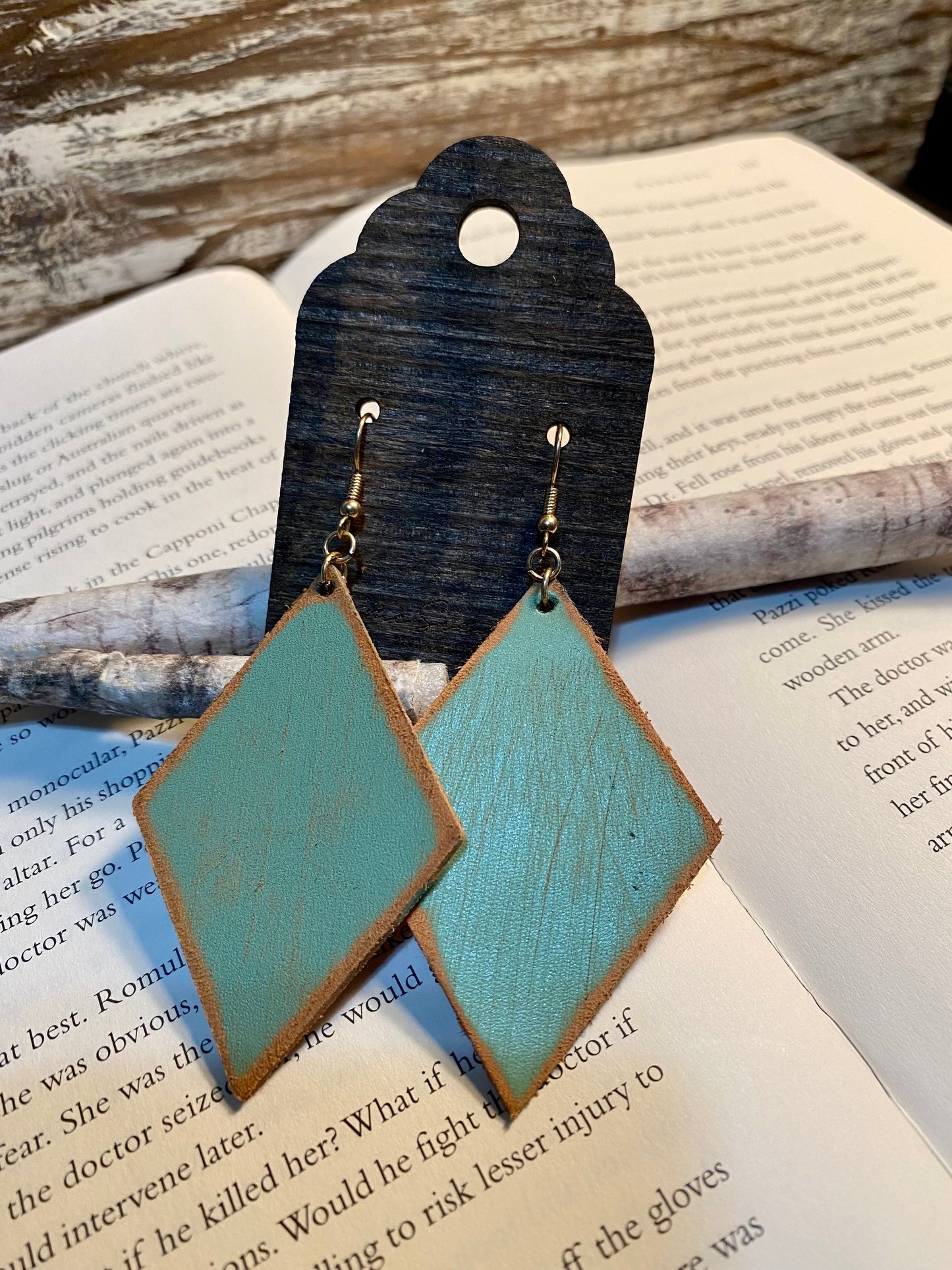 Teal Leatherl Earrings