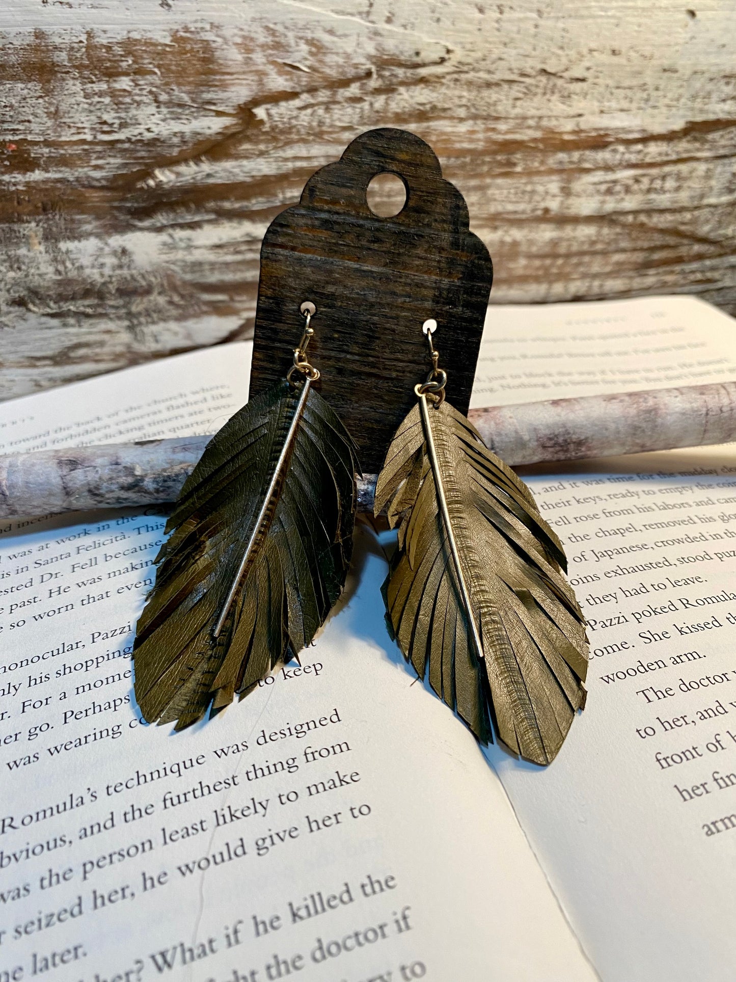 Green Feather Dangles