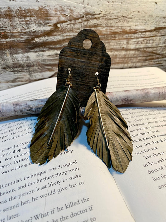Green Feather Dangles