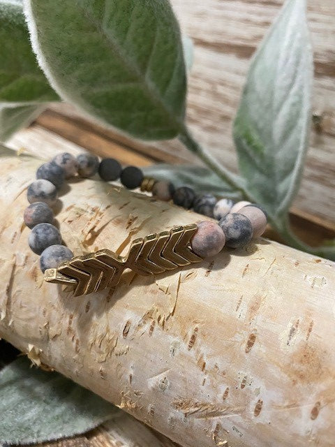 Beaded Bracelet with Gold Arrows