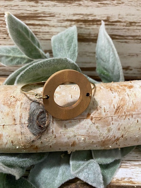 Natural Wood Gold Bracelet