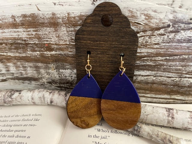 Acrylic Wood Teardrop Earrings