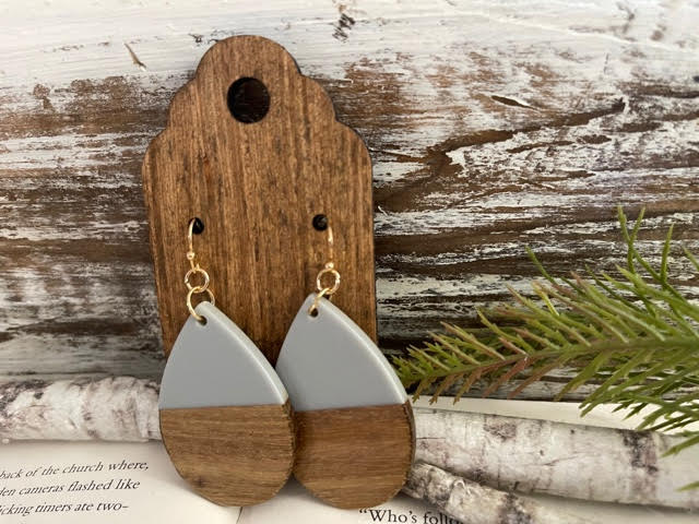 Acrylic Wood Teardrop Earrings
