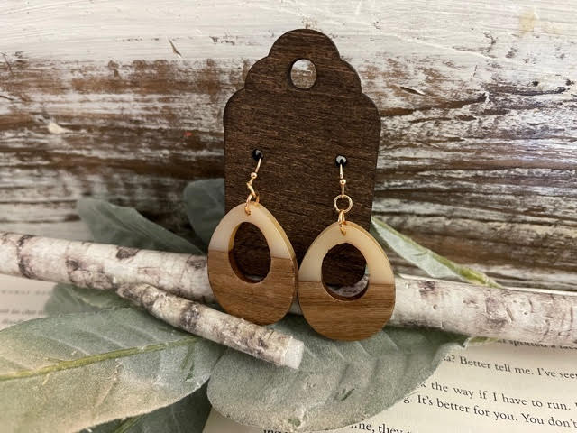 Teardrop Acrylic and Wood Earrings