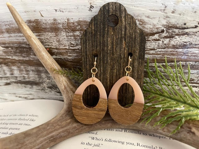 Teardrop Acrylic and Wood Earrings