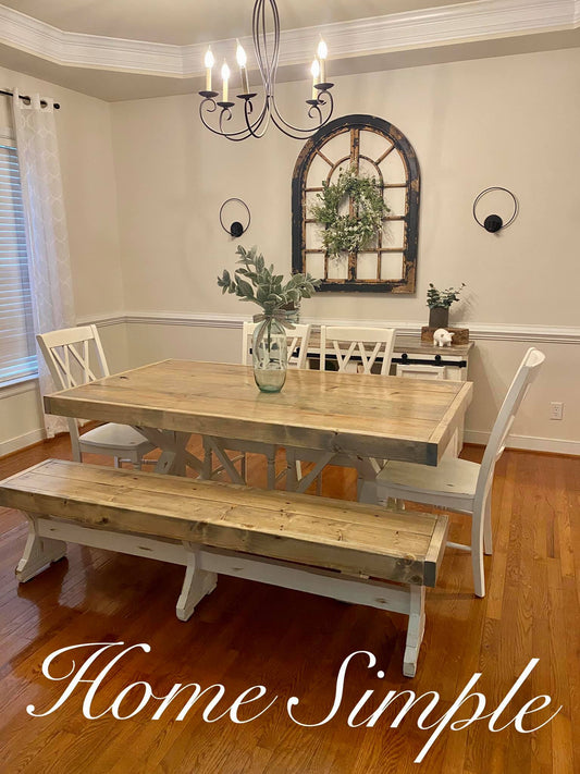 6' Truss Beam Style Table Set W Apron