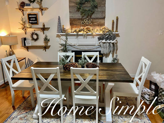 6' Truss Style Table Set W/ Six Chairs