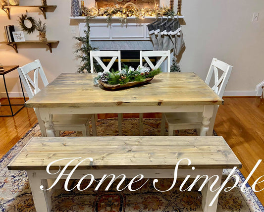 5' Table Set W Large Round Farmhouse Legs