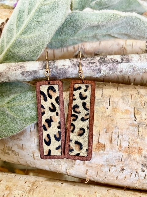 Animal Print Wood Earrings