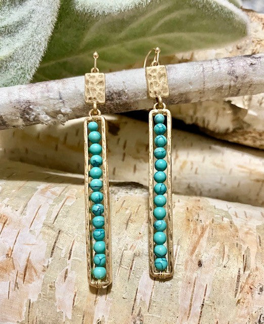 Stone Ball Bar Earrings