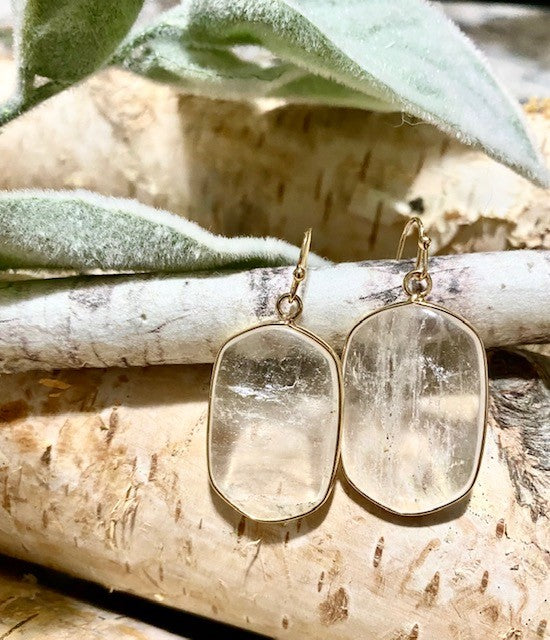 Hexagon Stone Earrings