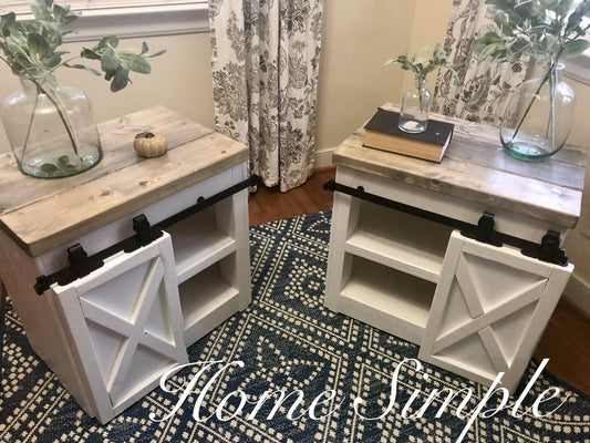 Classic X Barn Door End Tables or Night Stands