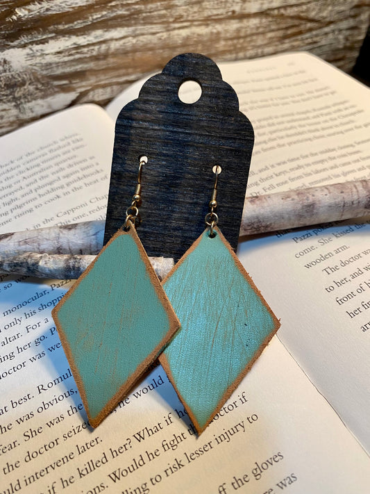 Teal Leatherl Earrings