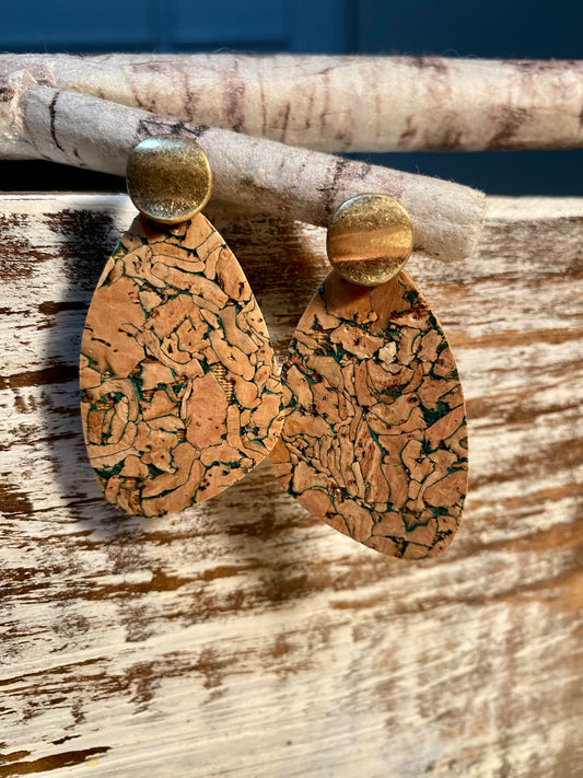 Cork Gold Stud Earrings