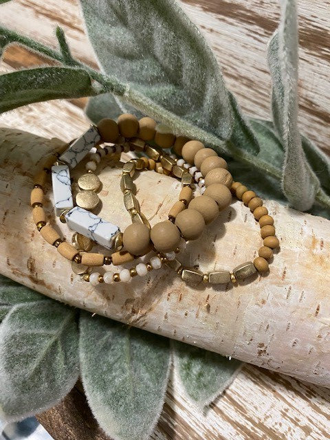 Brown Howlite Beaded Bracelets