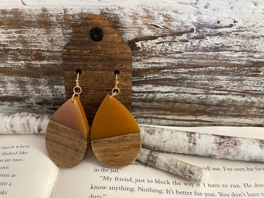 Acrylic Wood Teardrop Earrings